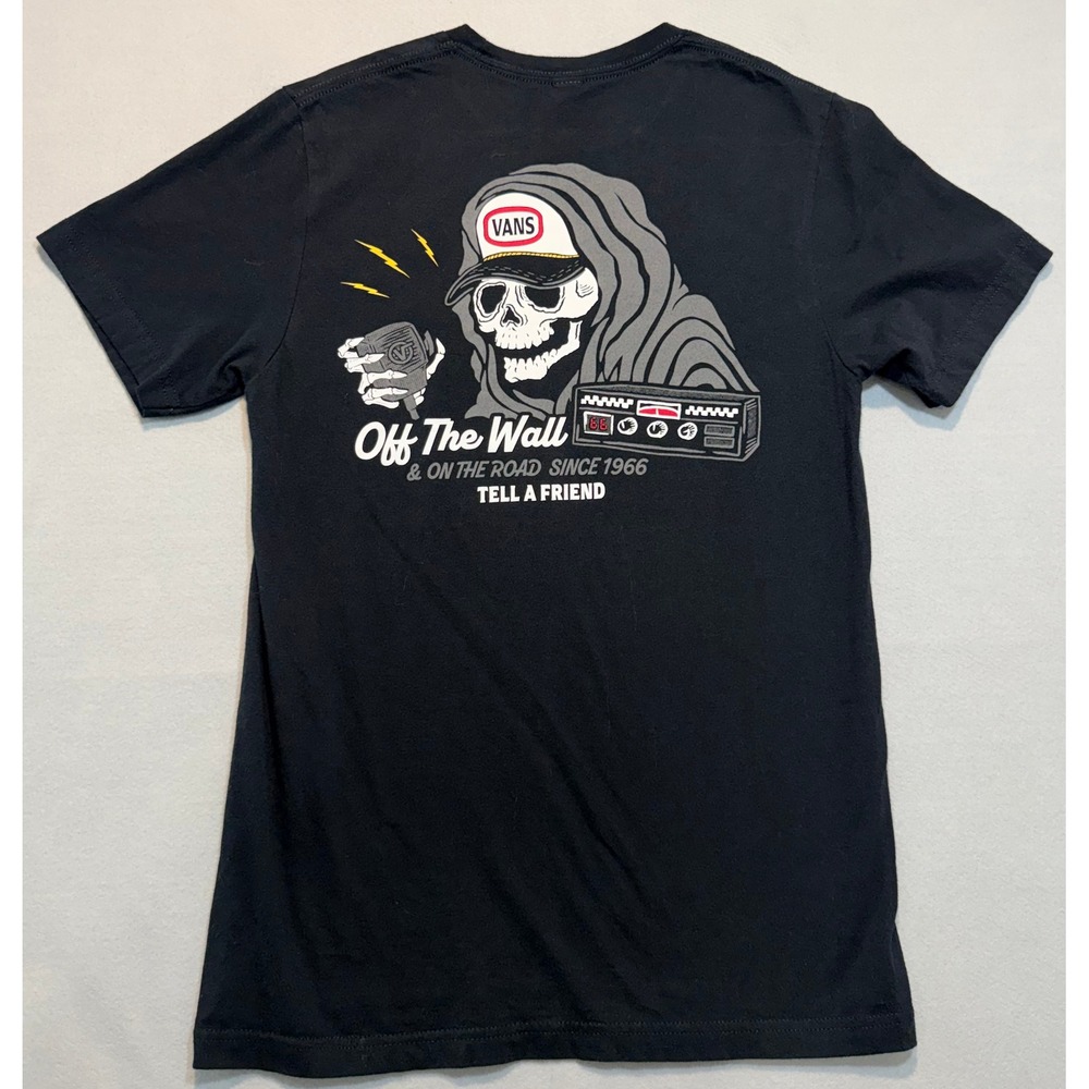 Vans Mens T-Shirt Off The Wall Skull CB Radio Graphic Black Small
